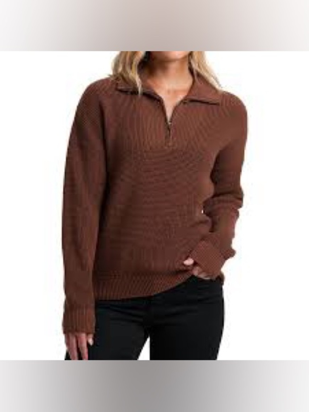 Wilfred Brown Ribbed Half-Zip Sweater